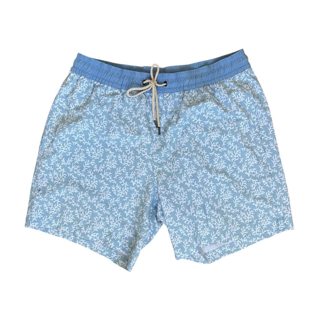 Fair Harbor Men's Swim Trunks Blue & White Coral Print Size XL XLarge